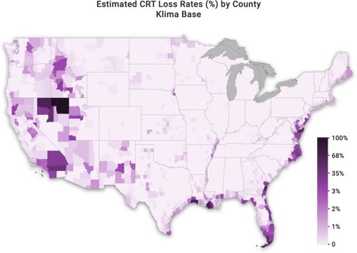 Klima Maps - Estimated CRT Loss Rates by County